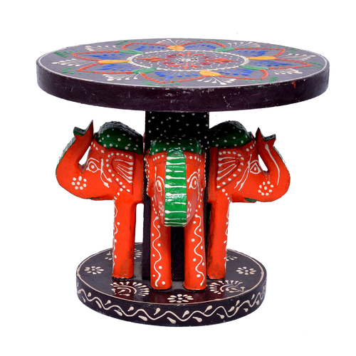 Home Decorative 4 Elephant Design Wooden Baby Kids Stool