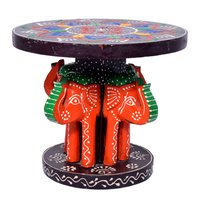 Home Decorative 4 Elephant Design Wooden Baby Kids Stool