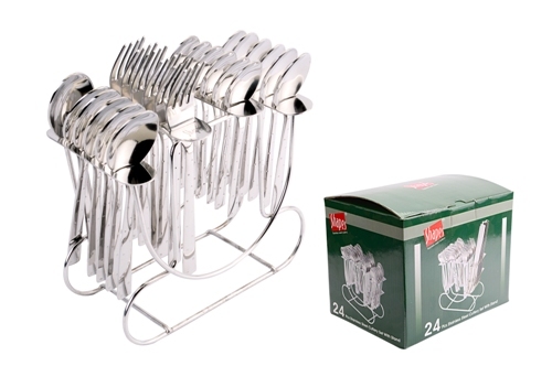 Shapes White Dot Stand Cutlery set with Baby Spoon 24 Pcs