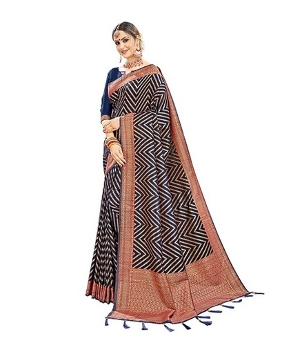 Art Banarasi Selam Silk Saree - 6.30 Meters Length, Blue & Green Zari Woven Work | Party Wear Elegance, Cotton Silk Blend