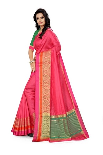 Ladies Silk Saree - 6.30 Meter Art Banarasi Silk with Weaving Zari | Color: 7, Includes Blouse