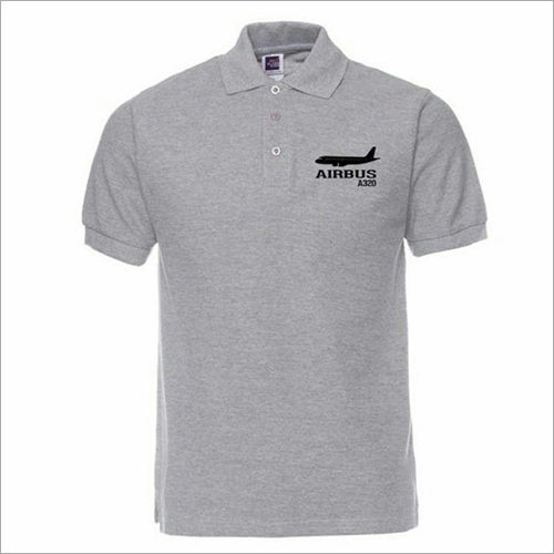 Gray Mens Plain Collar T Shirt