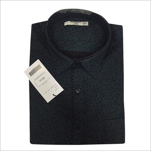 Black Mens Casual Dotted Shirt