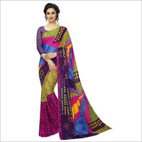 Bollywood Georgette Saree - Georgette Fabric, Length: 5.5 Mtr, Blouse Length: 0.8 Mtr | Multi-color, Printed Pattern, All-season Style