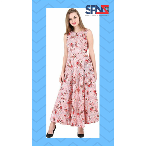 Washable Ladies Floral Print One Piece Dress