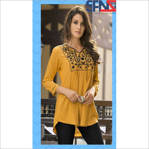 Yellow Ladies V Neck Top