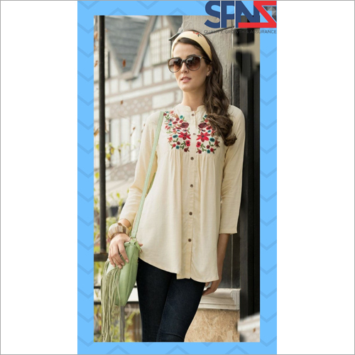 White Ladies Embroidered Shirt Top