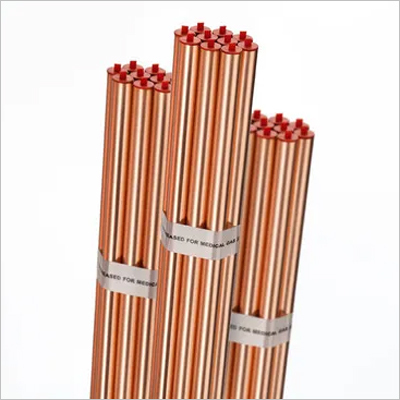 Medical Gas Copper Pipe - Copper | Length: 10-12 ft Round Shape Polished Surface Thickness: 0.9 mm