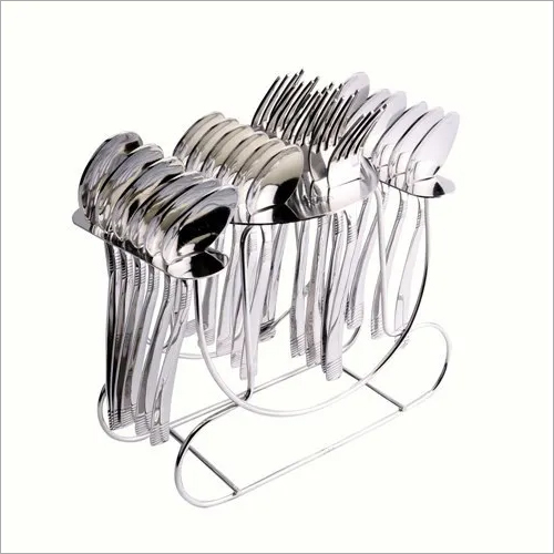 Silver Shapes Lynex Stand Cutlery Set With Baby Spoon 24 Pcs