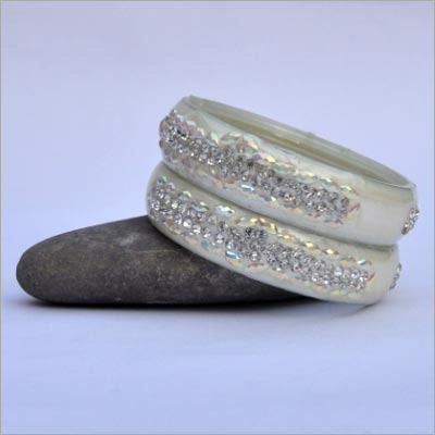 Modern Silver Stone Bangle