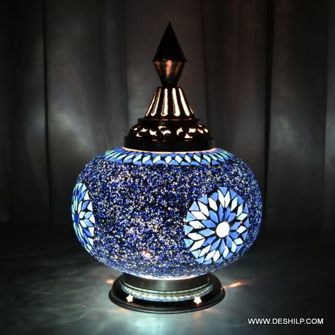 Blue Mosaic Glass Table Lamp