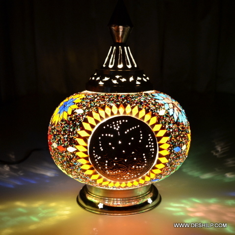 Modern Art Decorated Glass Mosaic Table Lamp - Color: Multicolor