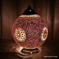 Multicolor Modern Art Mosaic Handmade Glass Table Lamp - Shape: Round