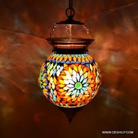 Mosaic Glass Pendant Light Hanging Lamp - Color: Multicolor