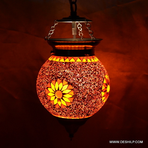 TangerineGlow Mosaic Wall Decor Lamp