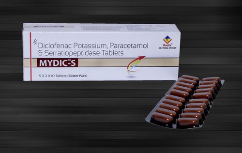 Diclofenac Potassium 50 mg, Paracetamol 325 mg & Serratiopeptidase 10 mg Tablets