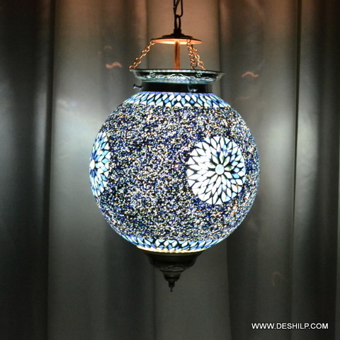 Blue Mosaic Glass Wall Hanging For Night