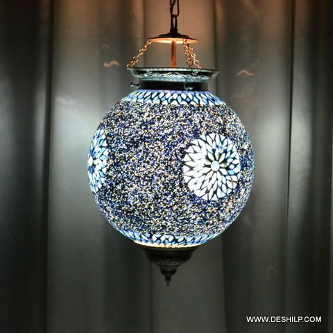 Blue Mosaic Glass Wall Hanging For Night