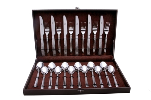 Shapes Feast Cutlery Set - 24 Pcs Stainless Steel, Silver Color, Mirror Finish | Elegant Design, Durable Thick Stems, Safe Soft-Curved Edges, Perfect for Formal and Everyday Use