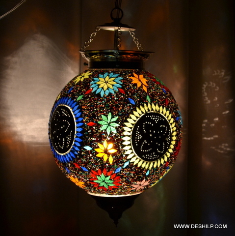 6X10 Inch Multicolor Decorated Glass Wall Hanging - Design: Modern Art