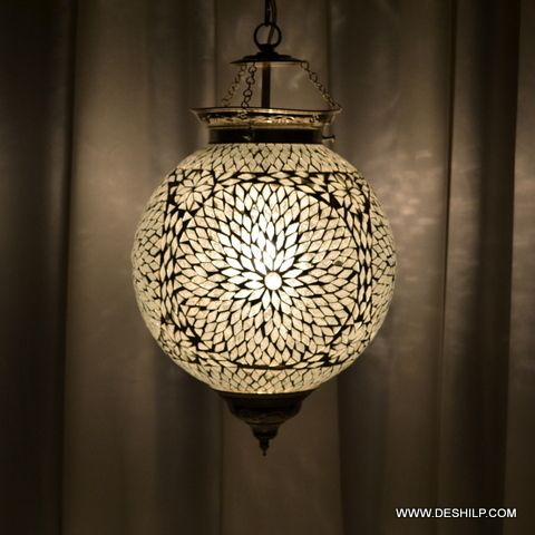 Black & White Mosaic Wall Hanging Light