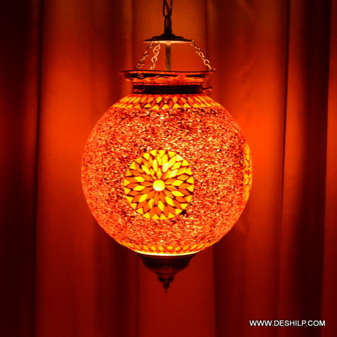 Rooftop Big Glass Orange Mosaic Wall Hanging