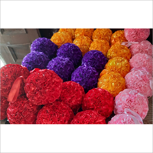 Decorative Flower Ball - Fabric, Available in Different Colors | Artificial Indian Style, Eco-Friendly, Durable, Easy to Install Wedding Decoration
