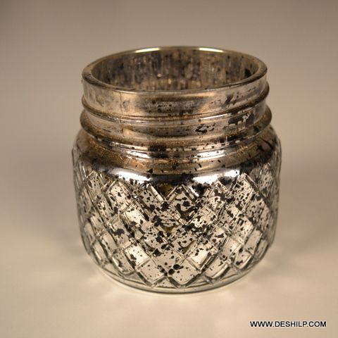 Silver Decor Glass Jar