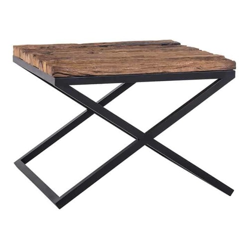Handmade Iron Black Finished Coffee Table With Old (Sleeper) Wood Top