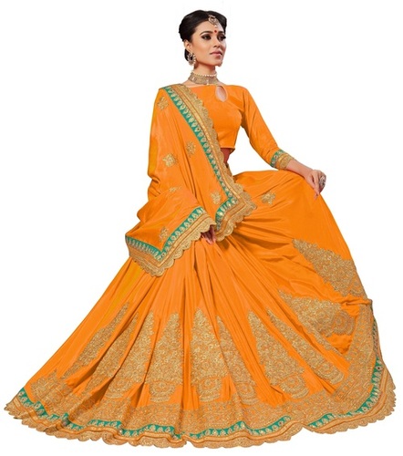 Yellow Elegant Embroidered Silk Saree Collection