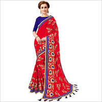 Blue Silk Embroidered With Tassels Saree Collection