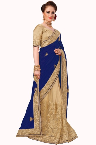 Pink Heavy Embroidery Silk Net Saree Collection