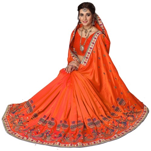 Fancy Silk Embroidered Saree - Royal Blue Silk, 5.50 Mtr Length, 0.80 Mtr Blouse | Heavy Resam Embroidery, Ideal for Festive, Party & Wedding Occasions