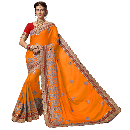 Available In All Colors Embroidery With Mirror Work Saree Collection