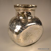 Lota Shape Glass Silver Candle Holder