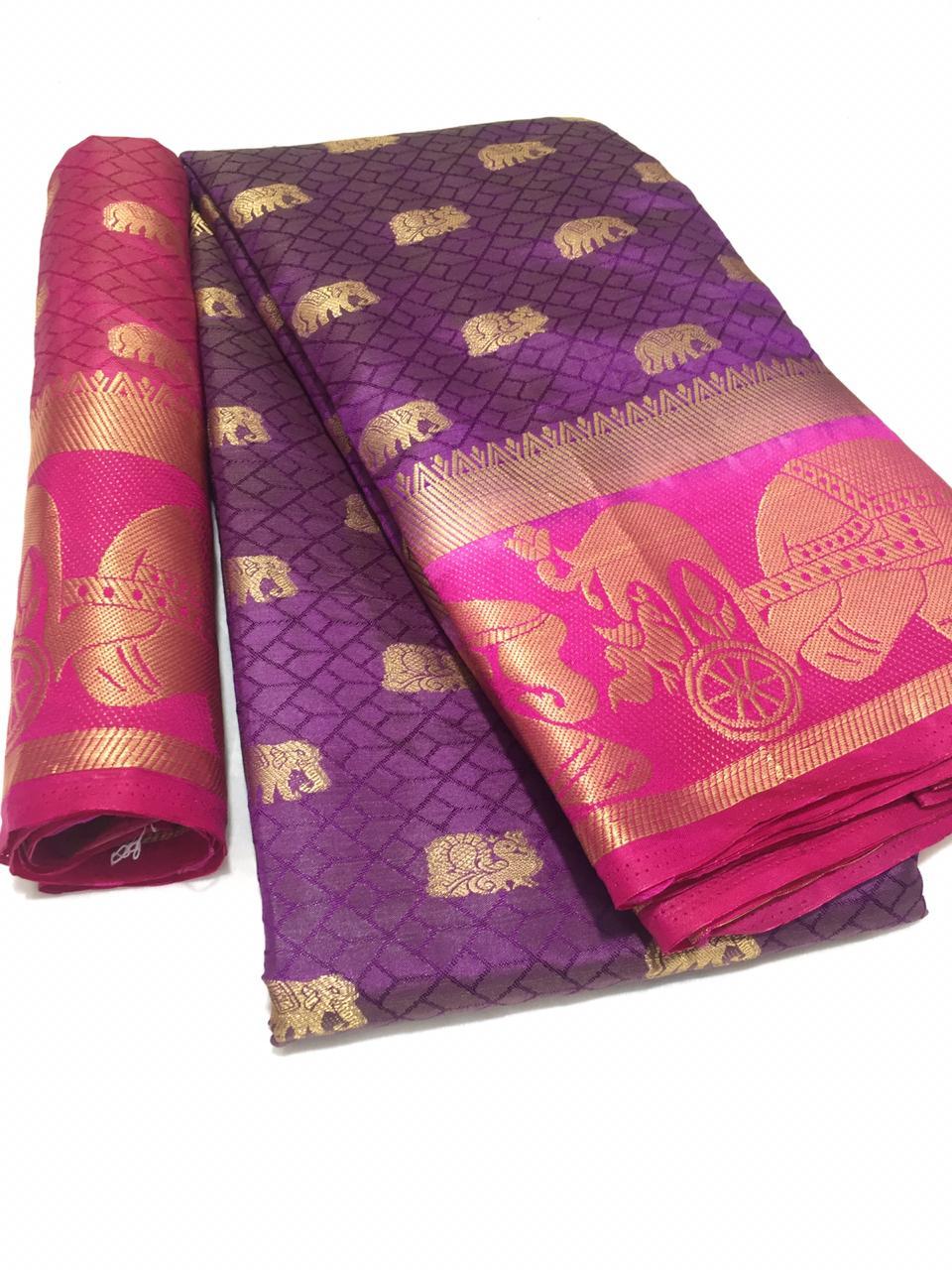 Kanjivaram Hathi Butta Saree With Jacquard Work