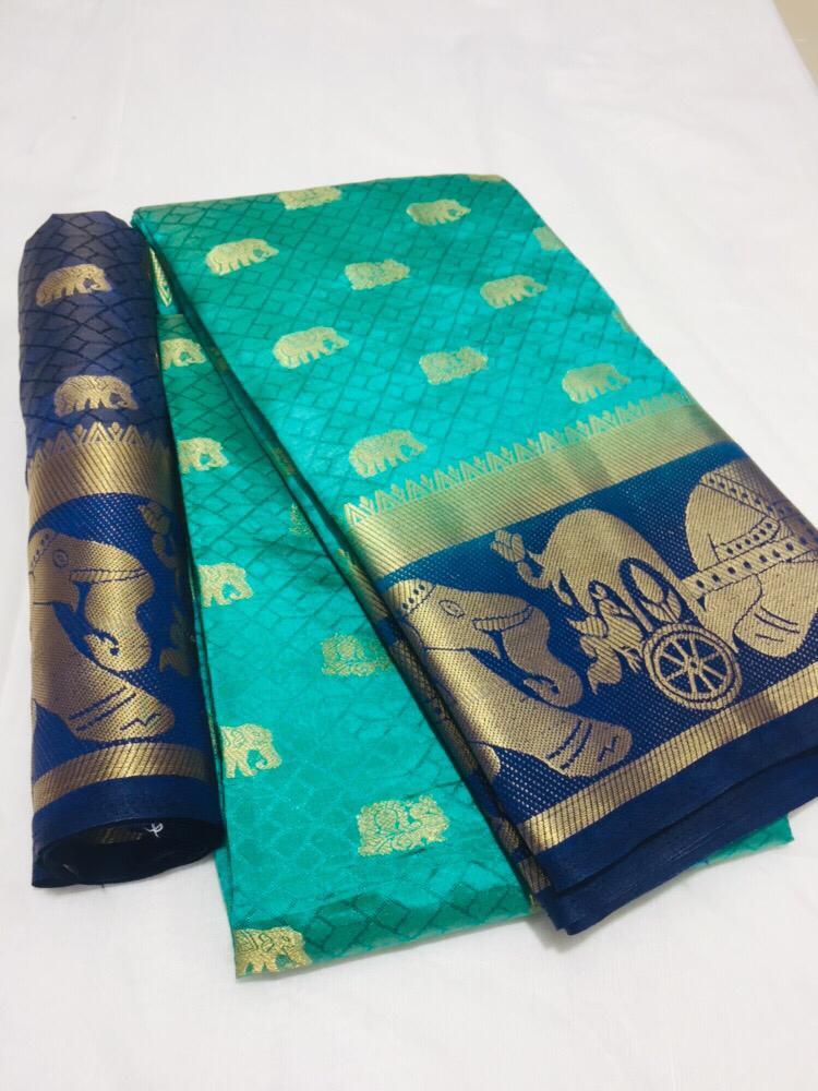 Kanjivaram Hathi Butta Saree With Jacquard Work