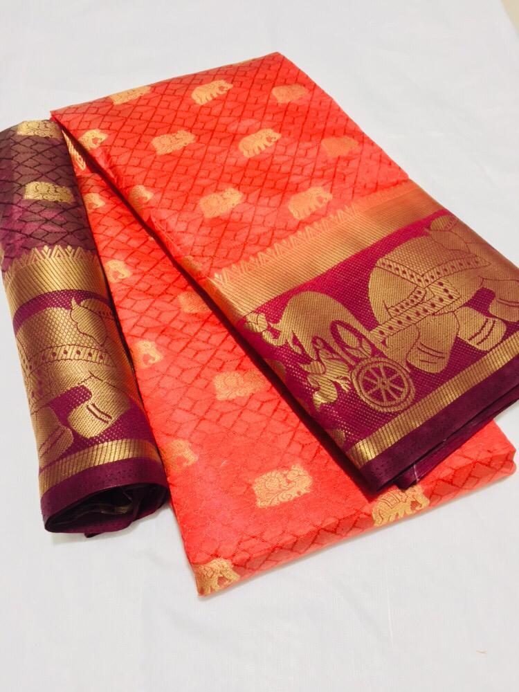 Kanjivaram Hathi Butta Saree With Jacquard Work