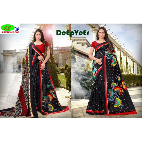 Kashmiri Cotton Saree With Printed Shawl