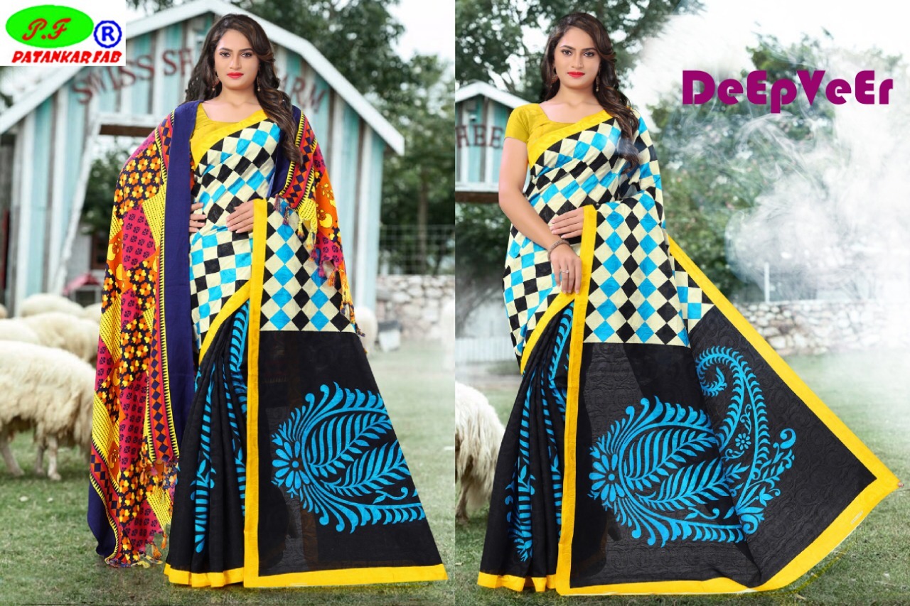 Kashmiri Cotton Saree With Printed Shawl