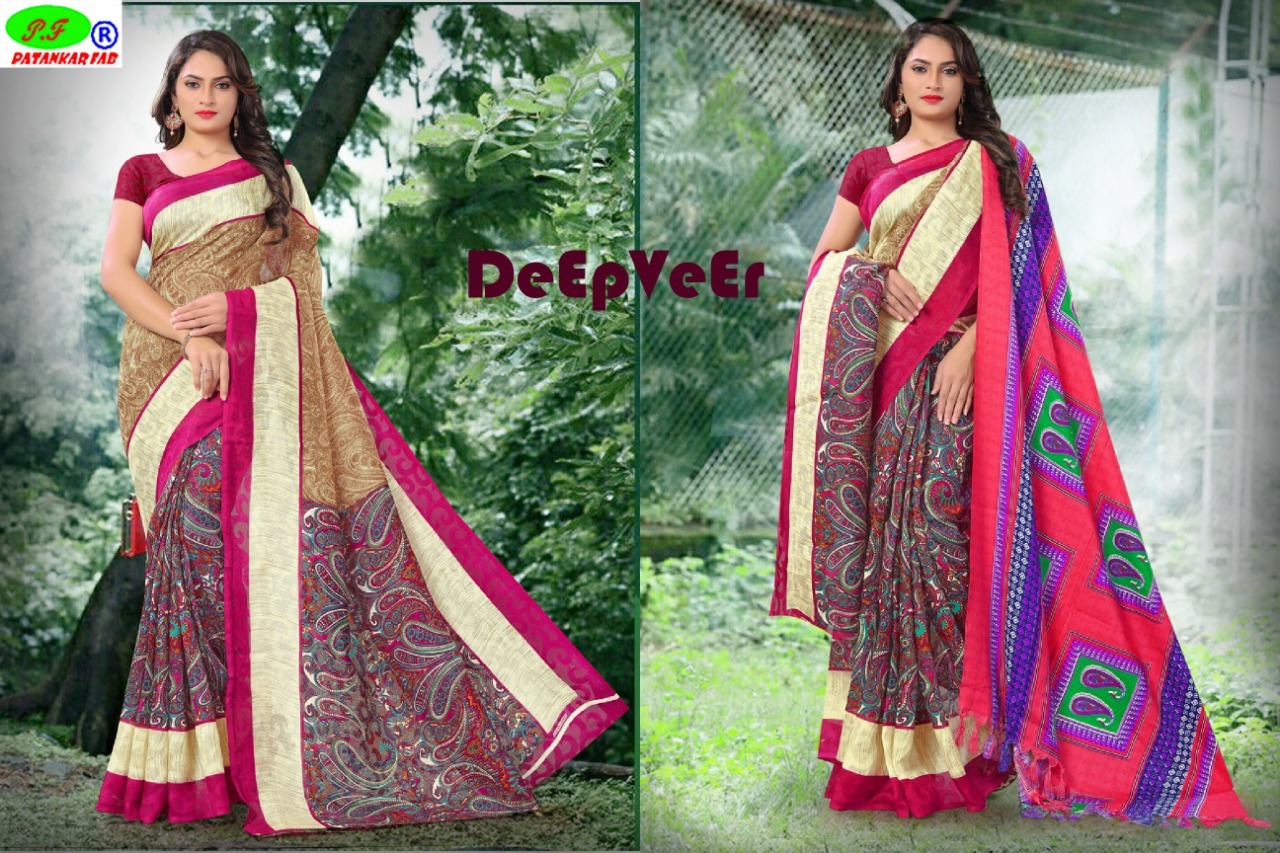 Kashmiri Cotton Saree With Printed Shawl