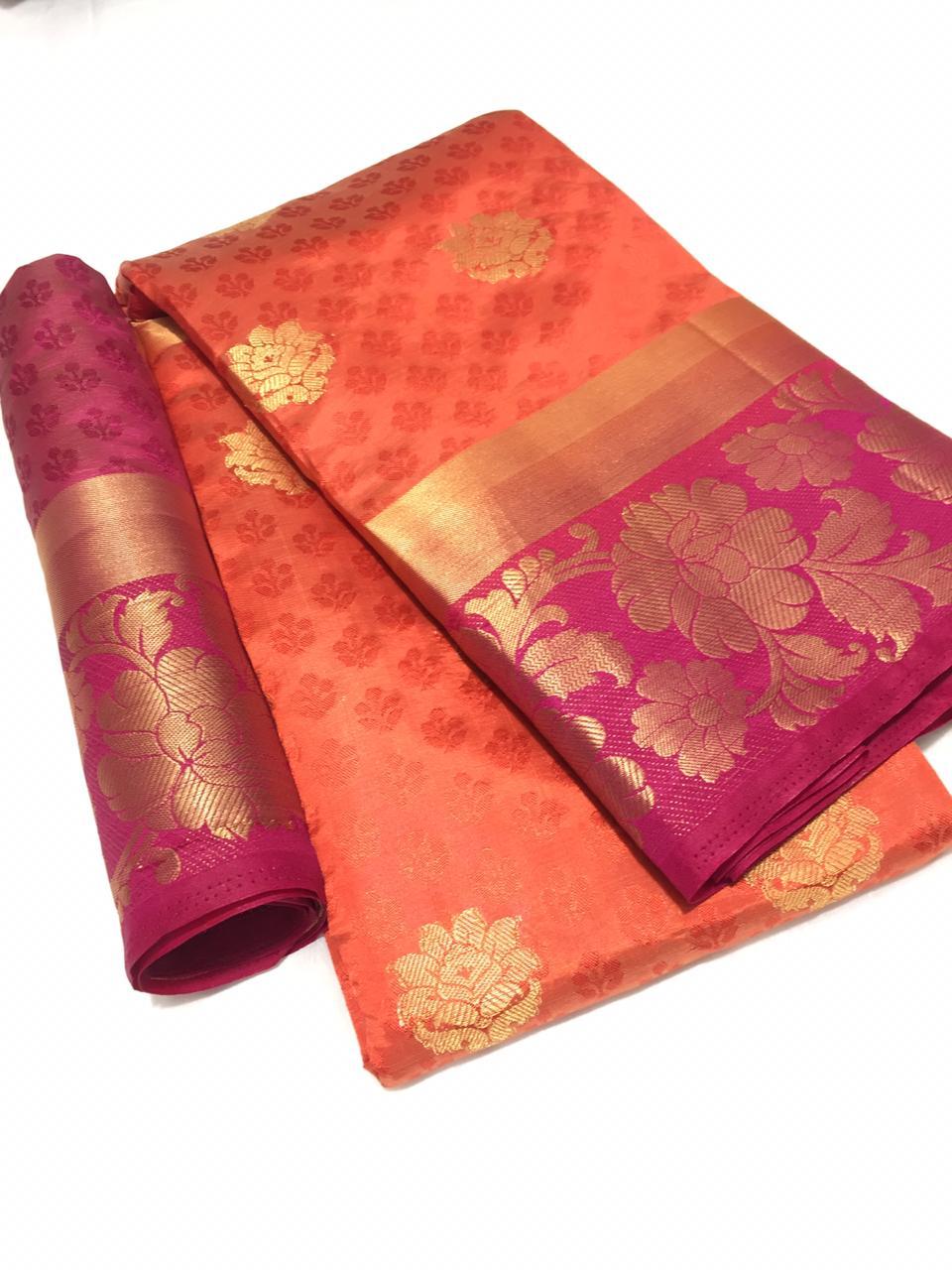 Flower Butta Kanjivaram Saree With Jacquard Work