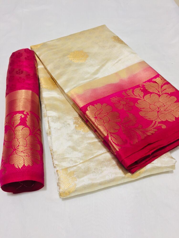 Flower Butta Kanjivaram Saree With Jacquard Work