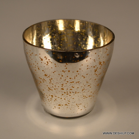 Small Silver Glass T Light Candle Holder for home uses