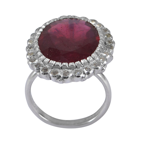 Designer Jewelry Red Dyed Ruby Handmade Jewellry 925 Sterling Silver Plated 5 Grams Ring Size 8.5 US