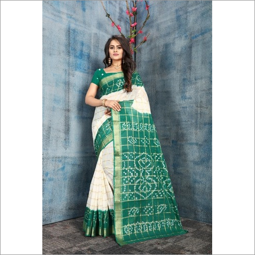 Panetar Bandhej Pure Cotton Saree