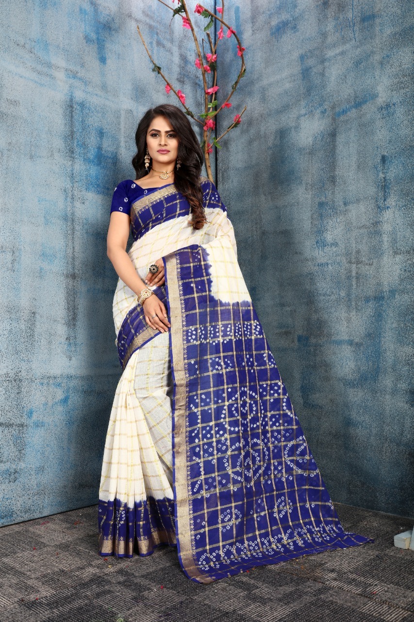 Panetar Bandhej Pure Cotton Saree