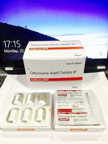 Cefuroxime Axetil Tablets - 500 mg Antibiotic Medicine | Treats Various Bacterial Infections, Suitable for Adults, Storage Instructions Include Cool, Dry, Dark Place