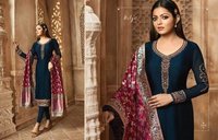 Embroidery Georgette Salwar Suit - Semi Stitched, Heavy Satin Georgette With Embroidery, Multy Color, Length Up To 48 Inches, Size Up To 56, Suitable For All Seasons, Dry Clean Only