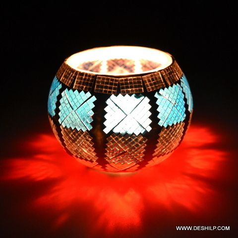 Decorated Glass Candle Holder